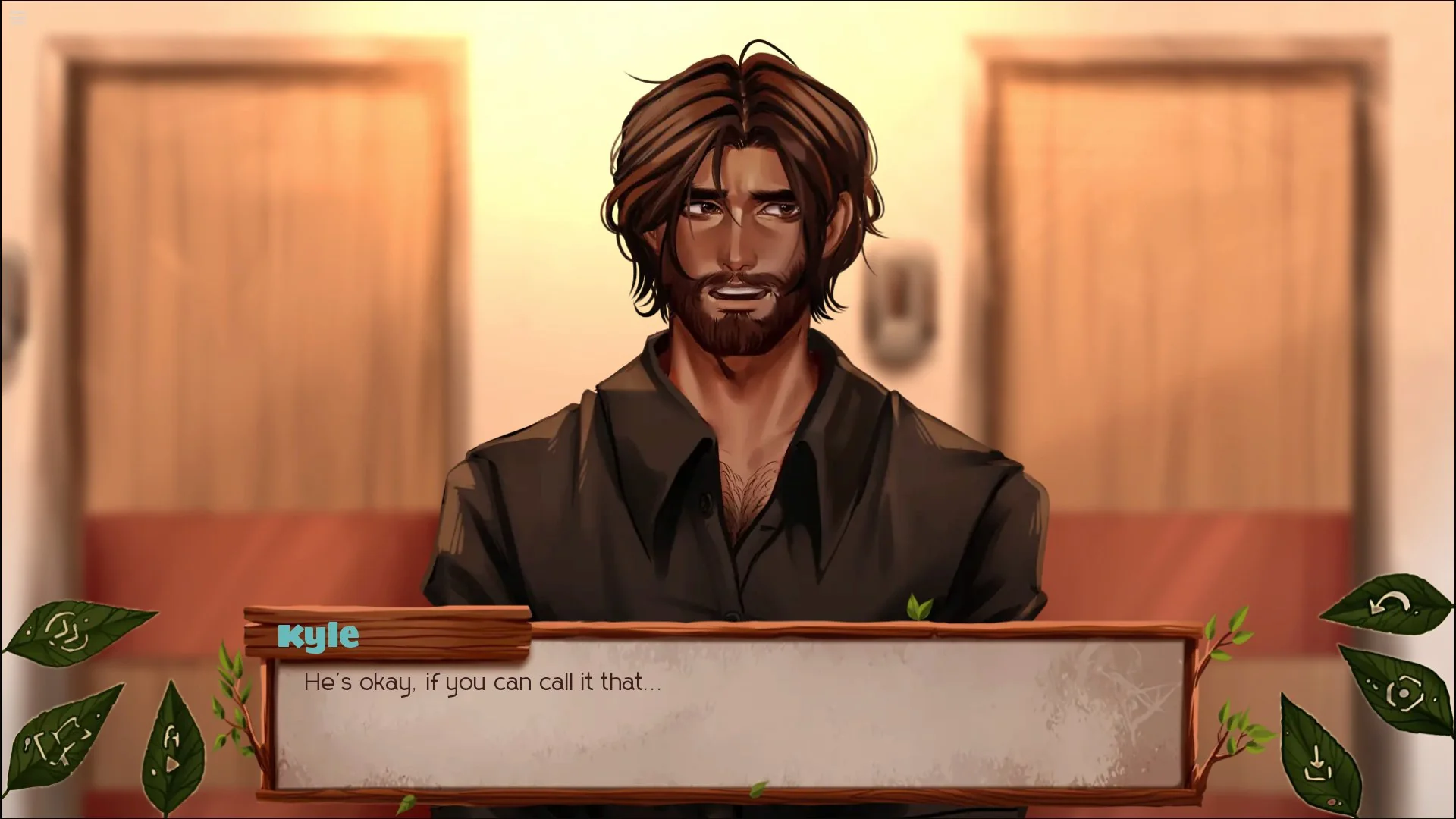 Kyle appears inside the house